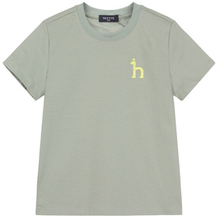 hazzys哈吉斯童装男女童T恤夏新丝光双面布挺括透气圆领衫