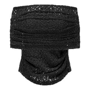 HAI STUDIO2025秋冬新品 女士提花蕾丝一字肩抹胸 露肩斜肩上衣