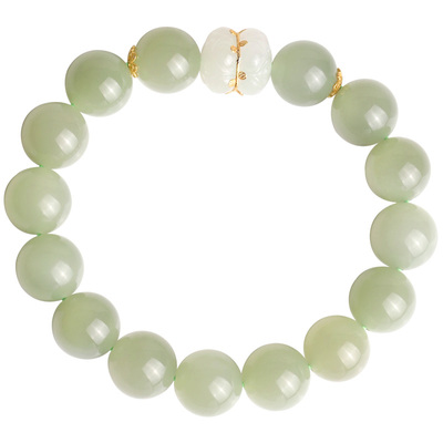 心斋堂晴水和田玉并蒂莲手串