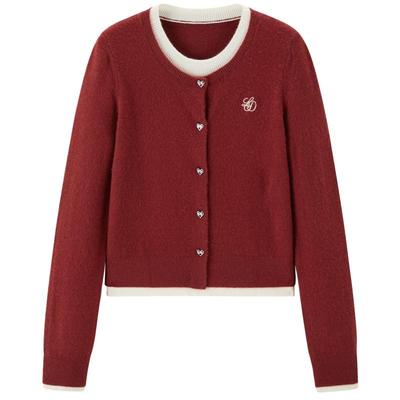 【商场同款】乐町假两件线套衫冬新年红色内搭针织毛衣C1EEE4312