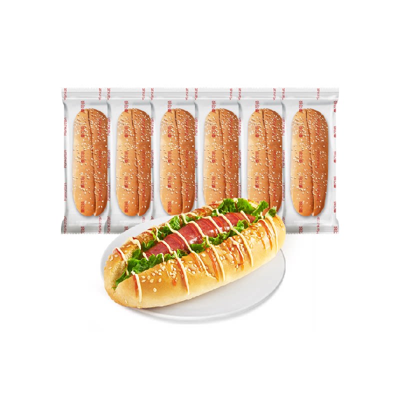 曼可顿热狗面包胚即食香肠汉堡胚DIY学生美式现做早餐营养代餐