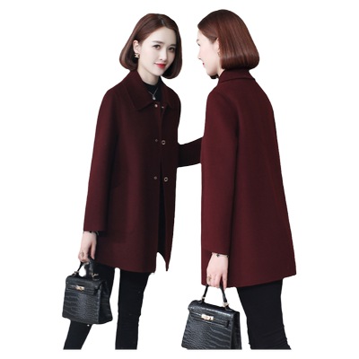 新款小个子中年羊毛双面绒外套