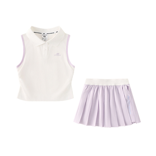 斯凯奇童装女童背心套装26夏运动时尚polo领t恤短裙SkechersKids