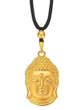 钛钢不掉色如来佛头黑绳项链