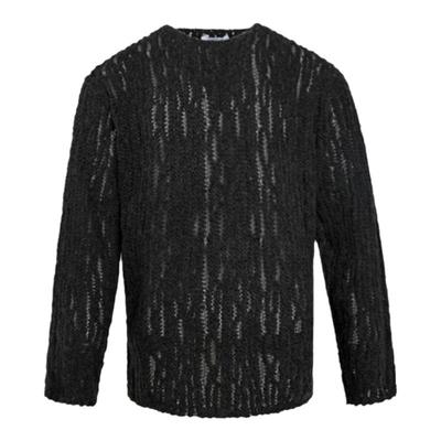 套头混纺圆领镂空设计针织衫毛衣