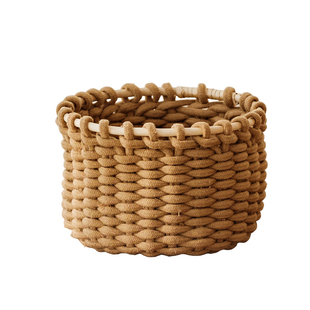 手工棉线编包圆形收纳篮桌面整理编织收纳盒抽杂物储手工编织物篮