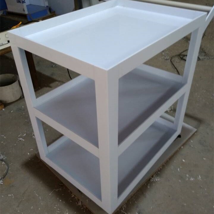 厂家塑料PP试剂推车玻璃器皿搬运车移动式双层实验室耐酸碱推车