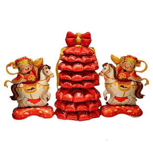 跨年2026马年新年气球元旦仪式感装饰布置场景发财树摆件氛围铝膜