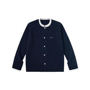 PSO Brand男装女装【假两件】腈纶混纺麻花纹理开衫毛衣针织衫