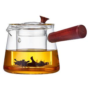 热销中式侧把壶高硼硅玻璃防烫木把茶壶加厚电陶炉烧水茶具煮茶器
