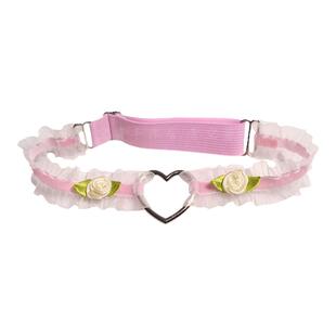 青空酱 手工日系可爱软妹少女桃心爱心蕾丝腿环可定制调节腿环