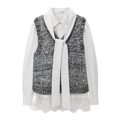 REVAN芮范设计师款亮片毛衣衬衫连衣裙RM91101146