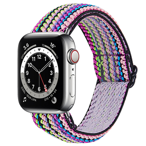 适用苹果手表带iwatch9手表带apple watch8尼龙弹力一体编织s8腕带s7男女s6智能配件se替换带2/3/4运动49mm