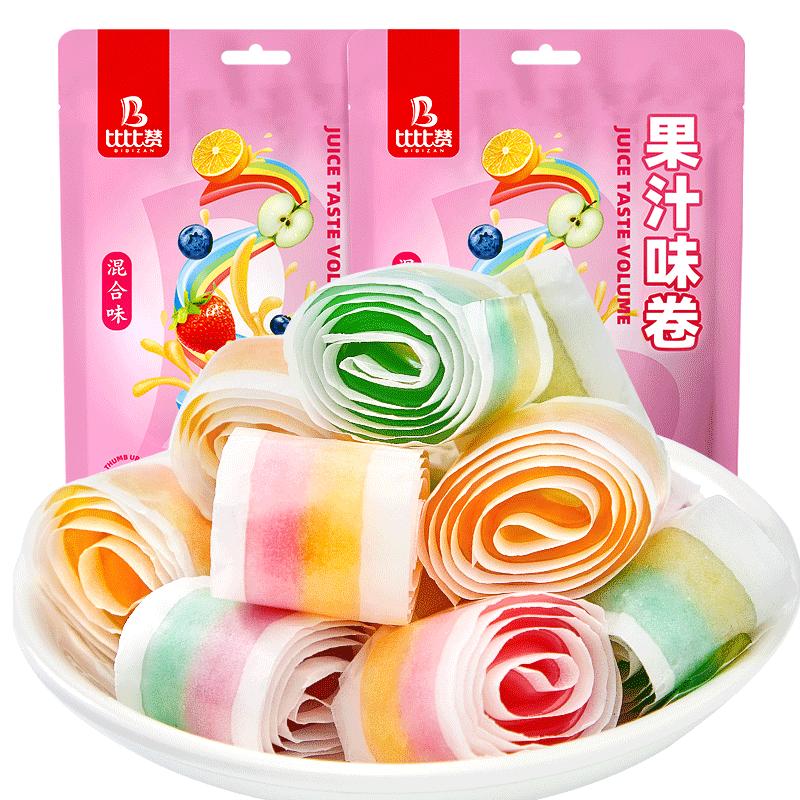 比比赞果汁味卷水果味卷喜糖软糖果儿童休闲解馋小零食品散装批发