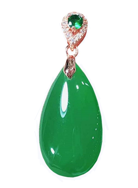 天然冰种阳绿色玉髓吊坠玛瑙项链