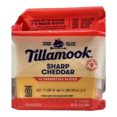 代购美国进口 Tillamook天然片装浓味车打芝士cheddar 12片