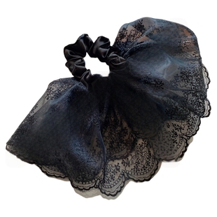 双层裙摆蕾丝发圈大肠法式白色大号少女心花边头花发饰低马尾头绳