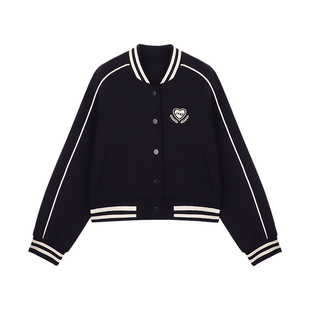 Amybaby女童套装春季2025新款元气休闲爱心刺绣棒球服上衣半身裙