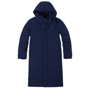 探路者羽绒服男黑色秋冬户外运动防风保暖时尚长款鸭绒连帽外套女