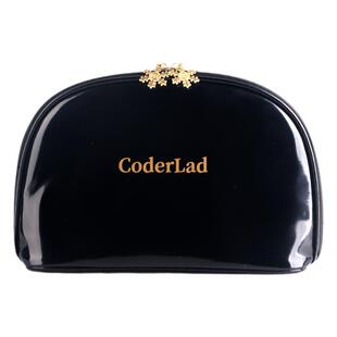 韩国便携贝壳化妆包漆皮黑色女小号收纳简约多功能大容量防水旅行