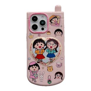 立体粉色樱桃小丸子大哥大适用苹果16pro手机壳iphone15保护套14带挂坠13新款16promax女15pro创意12防摔外壳