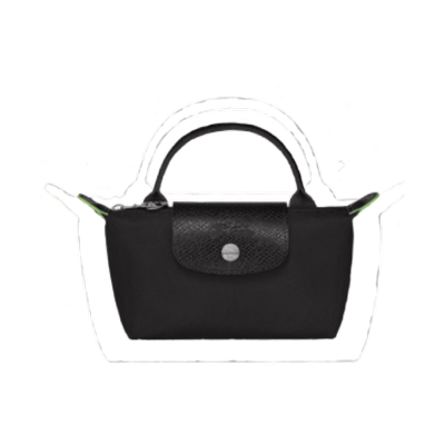 【自营】LONGCHAMP/珑骧再生帆布拼牛皮按扣拉链饺子包手提包女款