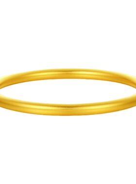 新金珠宝古法黄金手镯素圈足金