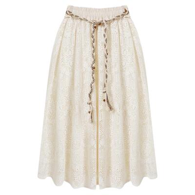 西町村屋波禧风摆裙女装2025秋季新款浪漫镂空长款半裙XHAC10086