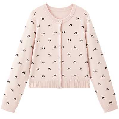 【商场同款】乐町蝴蝶满印提花针织开衫冬新款合体内搭C1EDF4265