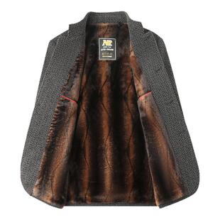 中老年男士立领西服加绒加厚夹克外套2025新款爸爸装冬季保暖上衣