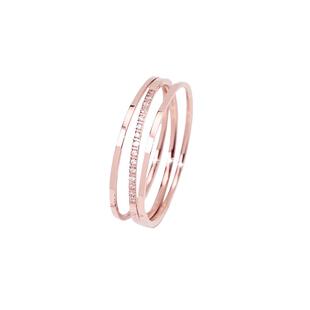 钛钢镀玫瑰彩金三层厚镀微镶戒指指环女保色戒子食指戒尾戒不褪色