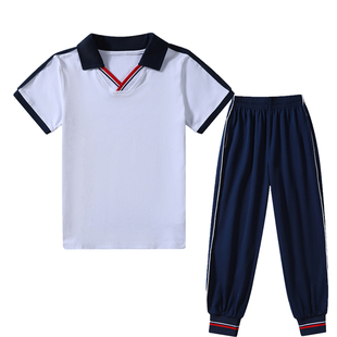 星祈广州市海珠区小学生校服纯棉运动服套装长裤外套夏装短袖衫
