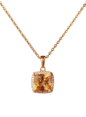 天然巴西黄水晶吊坠招财转运项链