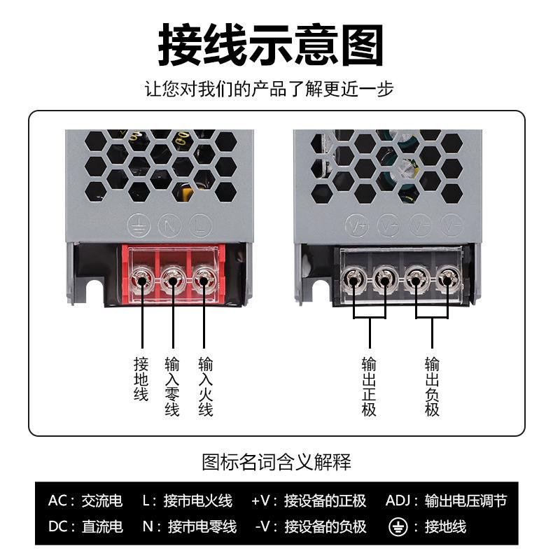 开关电源半灌胶黑金刚220v12v24v转电源发光字灯箱直流led变压器