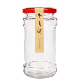 包邮玻璃瓶密封罐酱菜瓶花纹圆瓶辣椒酱牛肉酱芝麻酱菜空瓶有盖
