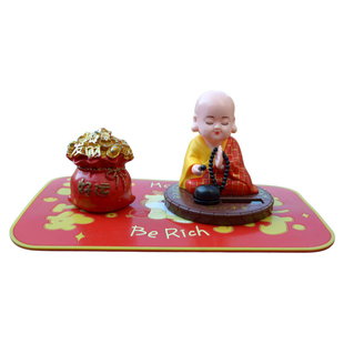 太阳能自动点头敲木鱼小和尚汽车摆件车载中控台上装饰品车内用品