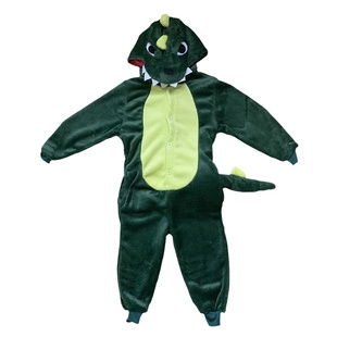 爪子鞋法兰绒秋冬家居服套装儿童恐龙连体睡衣可爱卡通动物如厕版