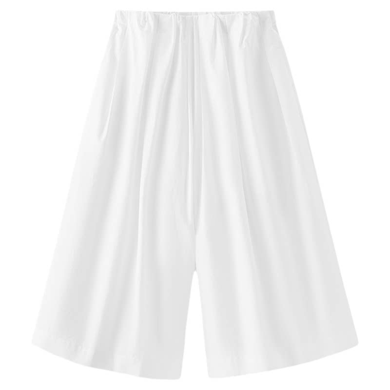 森马休闲裤女夏季肌理褶皱八分阔腿裤纯色2026新款百搭松弛感裙裤