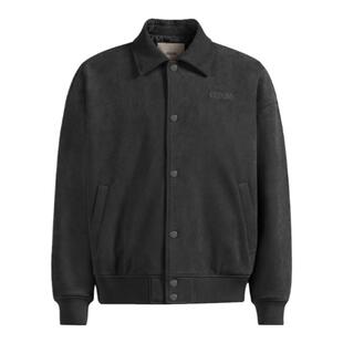 CH丨麂皮休闲夹克男秋季新款美式刺绣加厚棒球服男生复古翻领外套