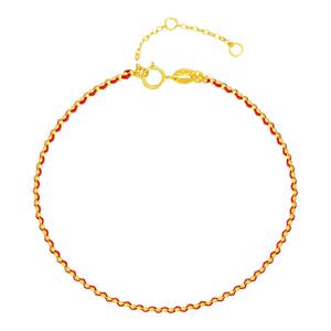 周大生18K金手链编织手绳素链情侣款红绳本命年生日礼物送女友