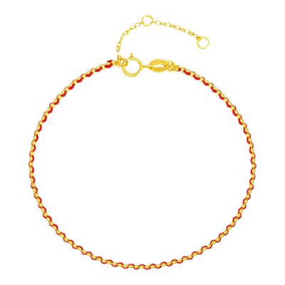 周大生18k金红绳编织手链