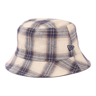 NEW ERA正品男女同款情侣秋冬灯芯绒双面格纹渔夫帽BUCKET走边帽