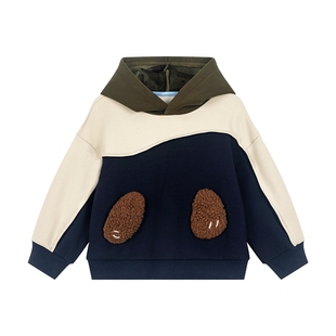 马拉丁儿童卫衣25冬装新款男童女童小童可爱熊猫图案连帽卫衣