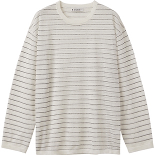 播条纹宽松薄款圆领淡人针织罩衫女夏韩系上衣DDS2SD5100