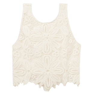 CALZEDONIA卡泽意袜夏季女海边度假细钩编花卉无袖露脐上衣阔腿裤