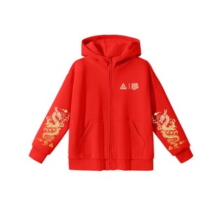 匹克童装男童外套冬装2026新款儿童红色加绒卫衣大童加厚保暖衣服