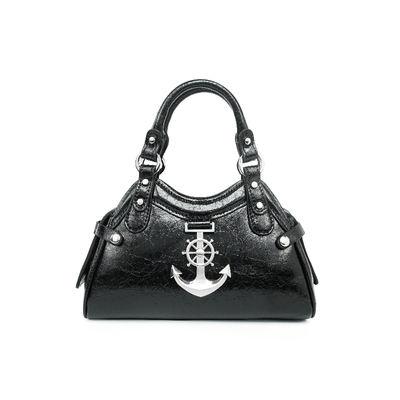 VFVF黑色波士顿包通勤保龄球包斜挎手拎包手提包2025新款女包包