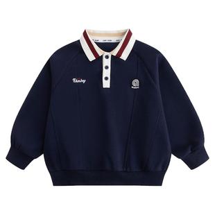 小象汉姆童装男童POLO衫翻领卫衣2026春装新款儿童长袖运动服大童