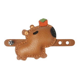 HN同款头顶好柿的卡皮巴拉柿柿如意包包挂件水豚可爱真皮小众礼物