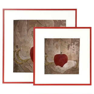 正方形红色铝合金画框金属相框空框挂墙窄边框架定制装裱年年有鱼